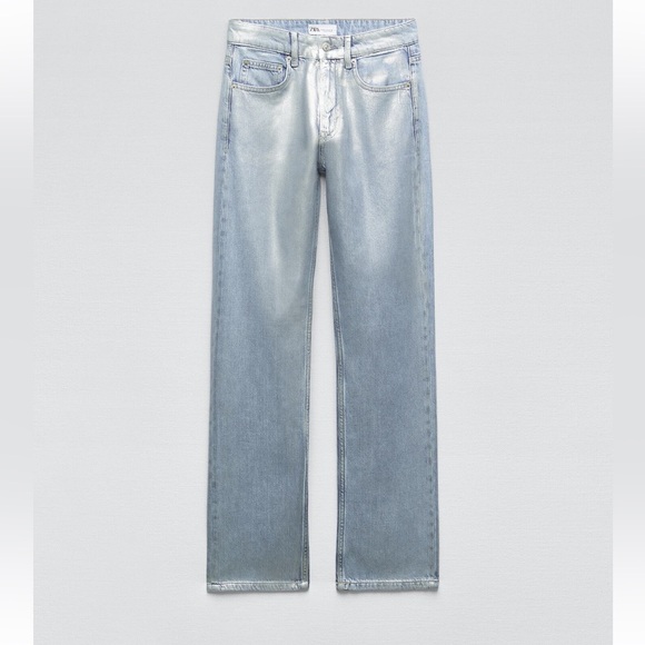 Zara mid rise metallic jeans - Picture 1 of 3